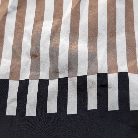 Marni Striped Brown and Black Shift Short Sleeves 💯 Silk Dress 42 - Picture 8 of 14